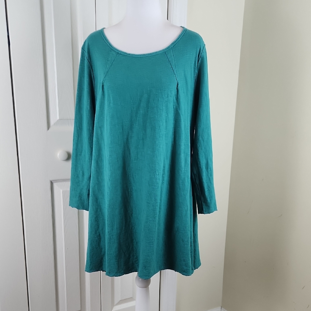 Teal Long Sleeve Women's Tunic Dress XL